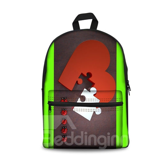 Mochilas impresas en 3D, ligeras y lavables con estampado de piezas rojas de corazones