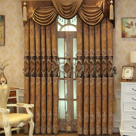 Cortinas de gasa con bordado floral, cortinas transparentes, café azul, nobles y elegantes para la decoración del dormitorio de la sala de estar, cortinas personalizadas de 2 paneles, cortinas transpirables 