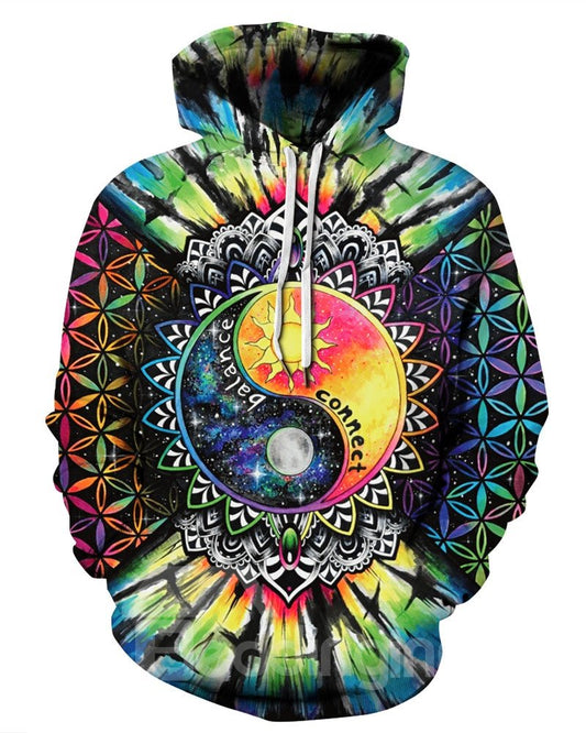 Unisex Pullover Lightweight Kangaroo Pocket 3D Painted Hoodie