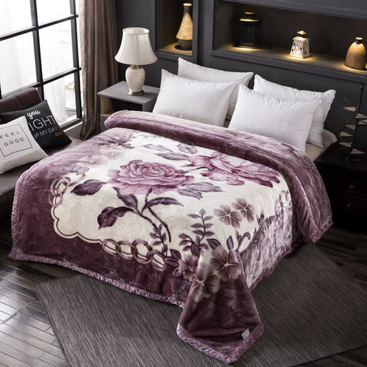 Manta con estampado floral Espesar cálida manta polar de doble cara 