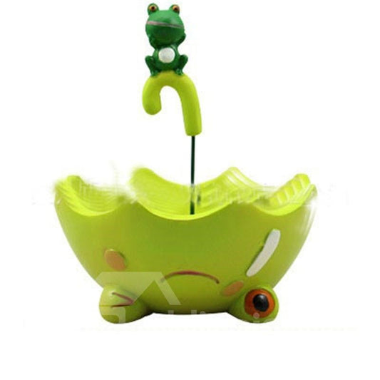 Macetas suculentas de resina de rana encantadora con forma de paraguas verde creativo
