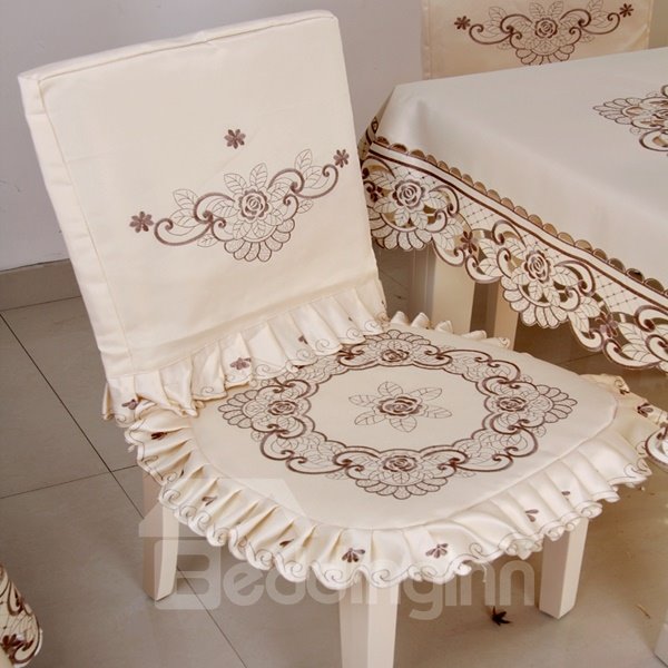 Fibra de poliéster de diseño de moda con fundas para sillas con estampado de flores grises