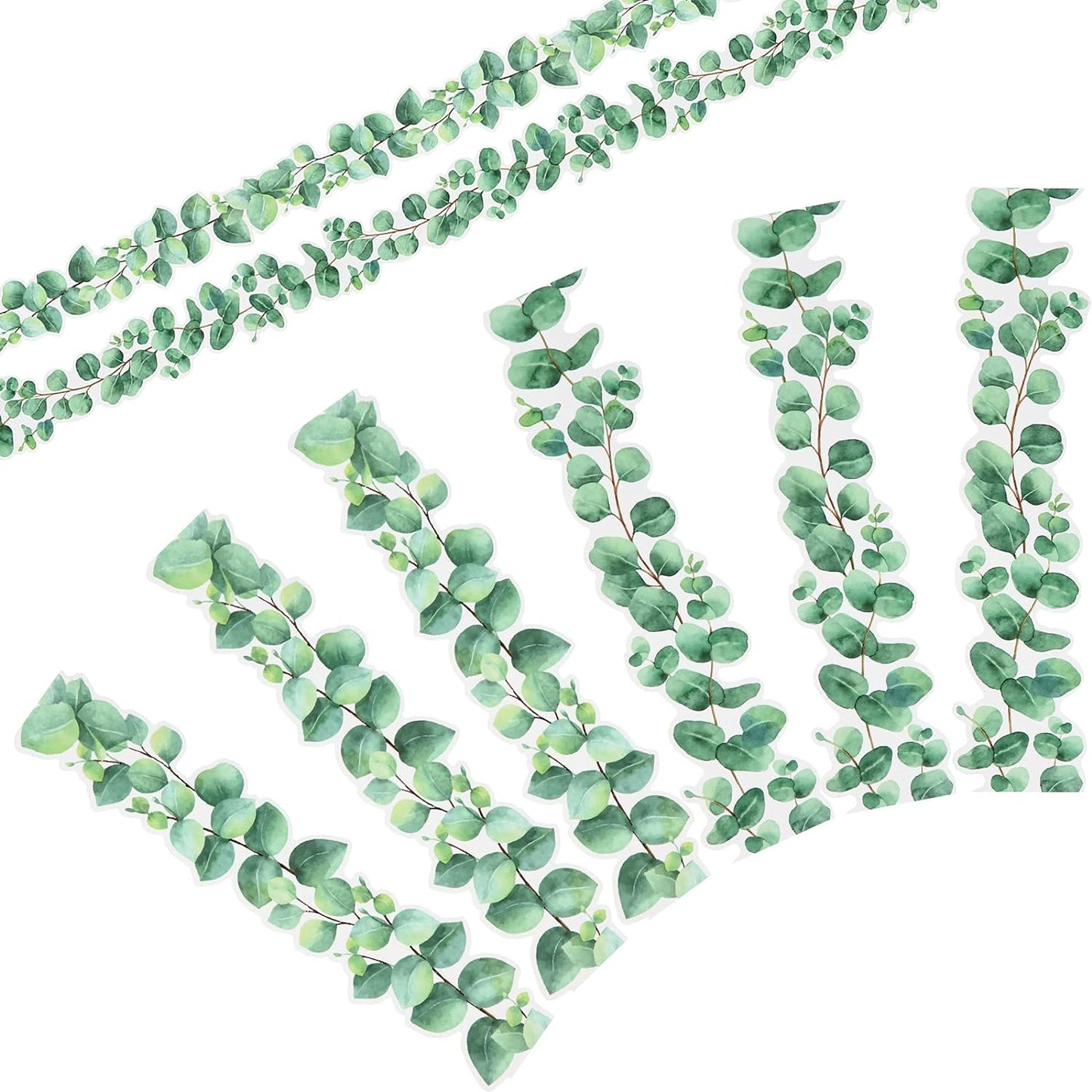 Borde de eucalipto tablón de anuncios aula Boho boletín decoración de pared borde decoración pegatinas de pared borde hojas tropicales verde decoración de pared (estilo eucalipto, 59 pies)