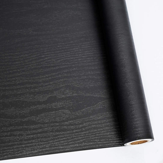 Abyssaly schwarzes Holzpapier zum Abziehen und Aufkleben, dekorative selbstklebende Folie für Oberflächen, leicht zu reinigen, Verdickung, Verbesserung, Vergrößerung der Stomata und Reduzierung der Blasenbildung, 11,8 Zoll x 78,7 Zoll