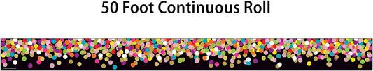 Teacher Created Resources Colorful Confetti on Black Straight Rolled Border Trim - 50ft - Decorate Bulletin Boards, Walls, Desks, Windows, Doors, Lockers, Schools, Classrooms, Homeschool & Offices