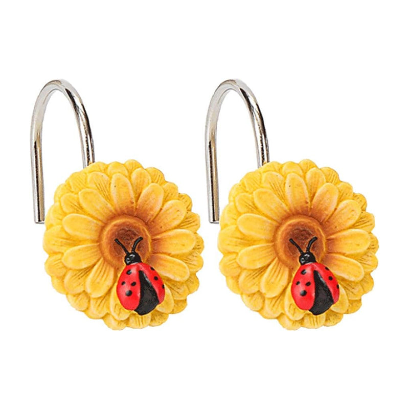 Sunflower Ladybug Shower Curtain Hooks Stainless Steel Resin Hook 12 Gold