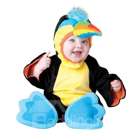 Disfraz de bebé negro de poliéster con decoración de pico afilado en forma de loro
