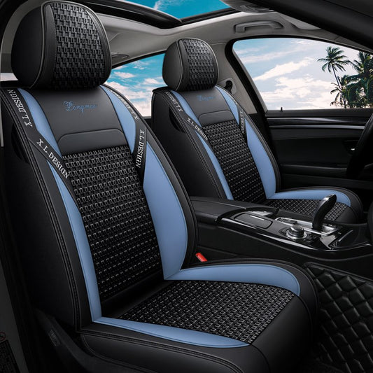 Sport Style 5-seater Full Coverage Skin-friendly & Wear-resistant Leather & Breathable Ice Silk Fabric Detachable Full Head Cap Multilayer High Quality Breathable Composite Material Universal Fit Seat Covers for Sedan SUV Truck