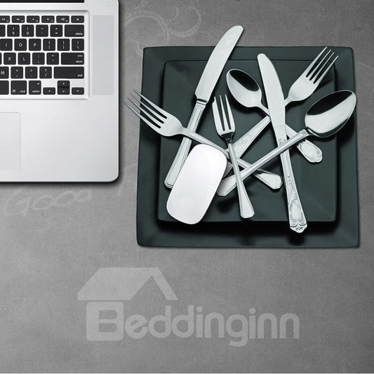 Abnehmbare 3D-Mauspad-Schreibtischaufkleber mit Messer-Gabel-Löffel-Muster