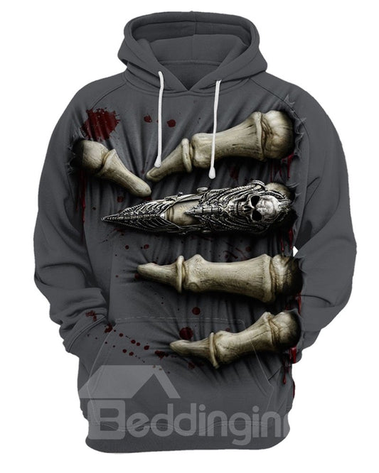 Skull Halloween Loose Model Kangaroo Pocket 3D Painted Hoodie