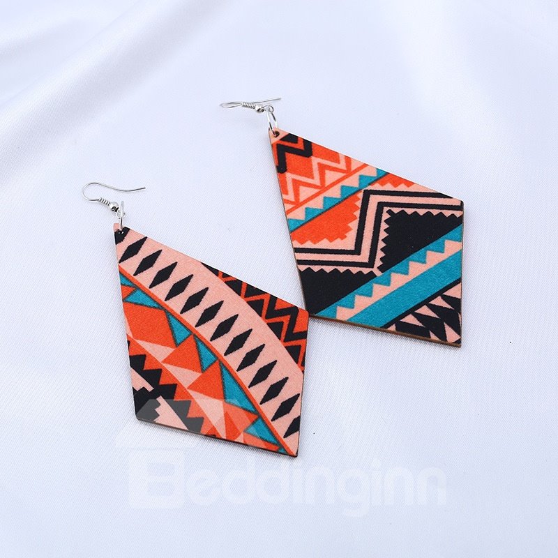 Exaggerated Ethnic Style Wooden Double-sided Geometric Earrings ?
