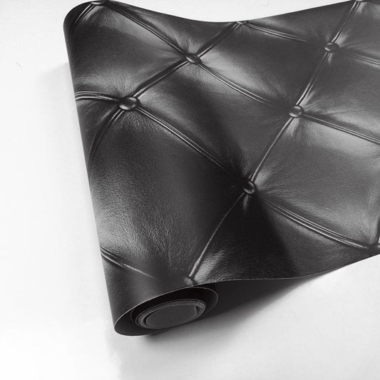 Papel tapiz de simulación de cuero negro 3D, murales de pared decorativos autoadhesivos impermeables a prueba de humedad y moho 