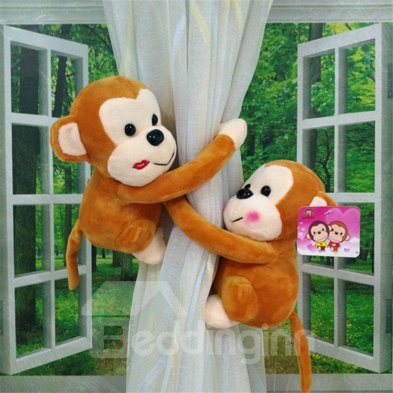 Preciosos y románticos osos de peluche de dibujos animados, un par de alzapaños de cortina