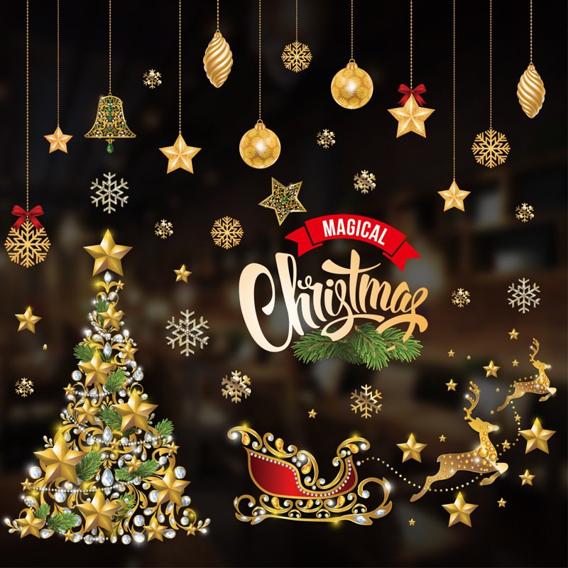 Pegatinas navideñas 3D, árbol de Navidad, ventana, decoraciones navideñas, pegatinas de vidrio para sala de estar, dormitorio, ventana y puerta 