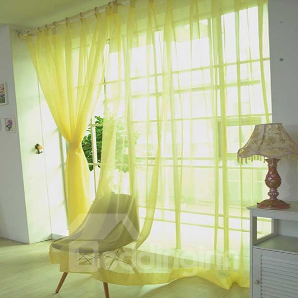 Cortina transparente moderna personalizada de color amarillo puro