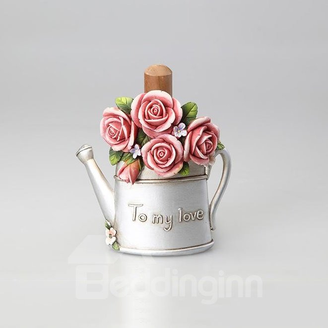 Romántico soporte de papel con forma de regadera de rosas