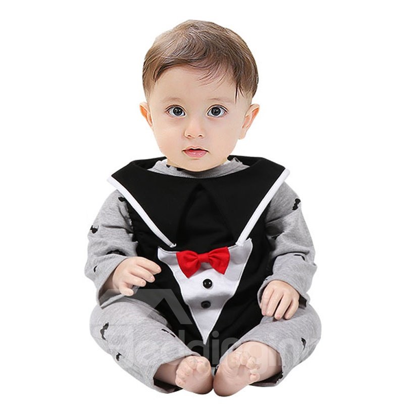 3 Pieces Little Devil Pattern Black And Grey Cotton Material Baby Costume