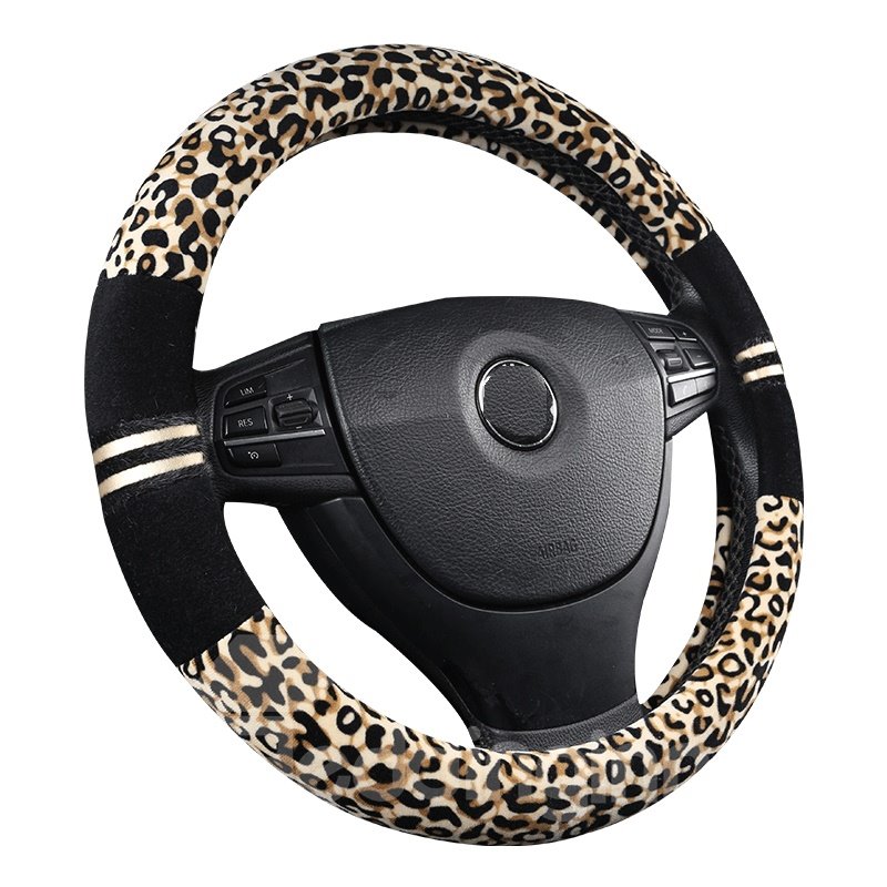 Pantherine Pattern Elegant Splicing Processing Car Steering Wheel Cover