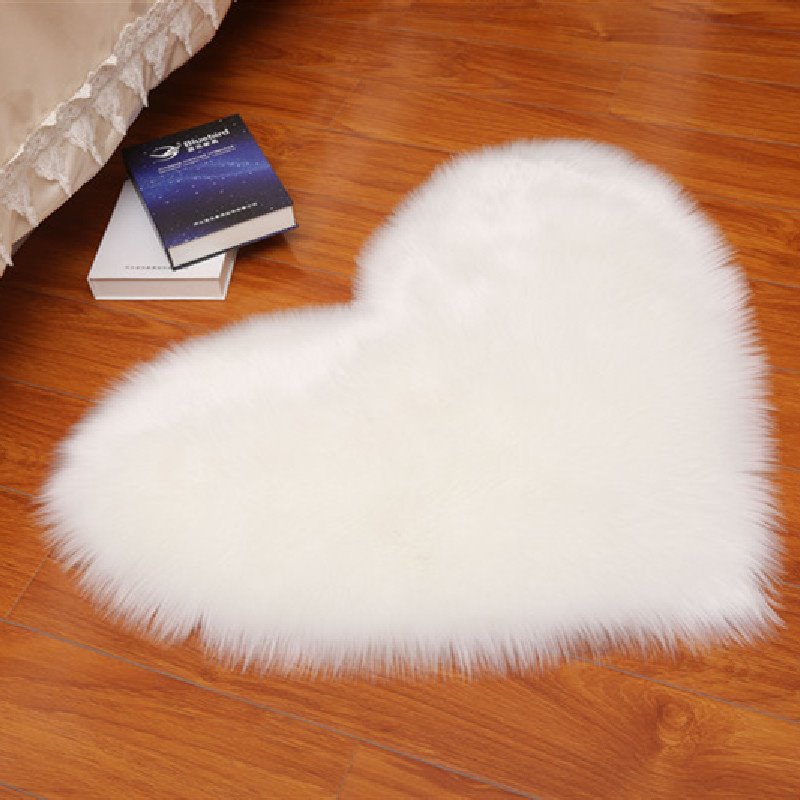 Fluffy Area Rugs Bedroom Living Room Heart Furry Faux Sheepskin Fur Floor Carpet for Girl Room Indoor Decor Mat