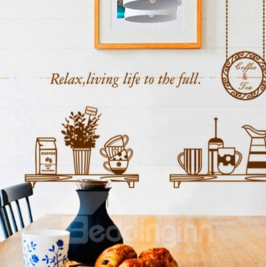 Decorative Kettle and Teacup Relax Life Pattern Wall Stickers