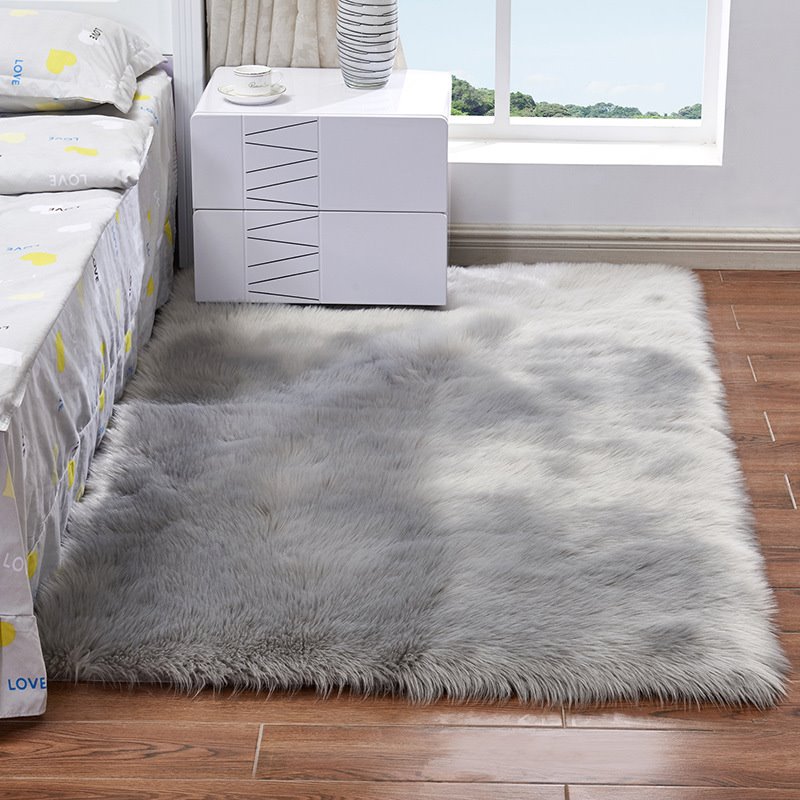 Soft Shaggy Faux Fur Sheepskin Rugs Non Slip Bedroom Mats Fluffy Soft Home Bedroom Rug