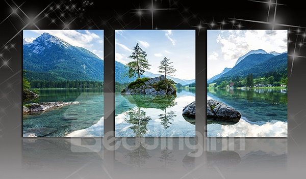 Maravillosos paisajes naturales, lago y montañas, lienzo de 3 paneles, impresiones artísticas para pared
