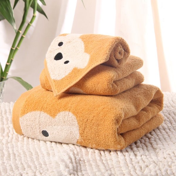 Cartoon Bear Soft 100% Cotton Bath Tower Set