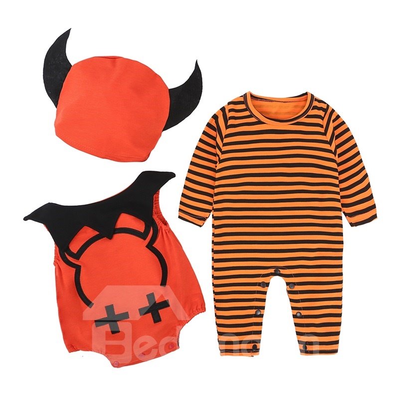 Disfraz de bebé de material de algodón de Halloween con forma de pequeño diablo lindo