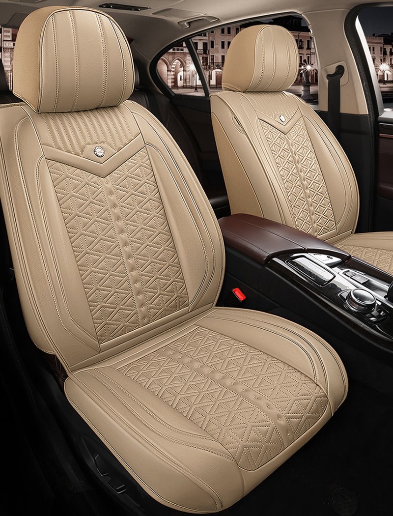 Car Seat Covers Full Coverage Skin-friendly Wear-resistant And Breathable Leather Detachable Full Head Cap Airbag Compatible Spilt Bench Seat Cover Adjustable 5-seater Universal Fit for Sedans &Truck &SUV