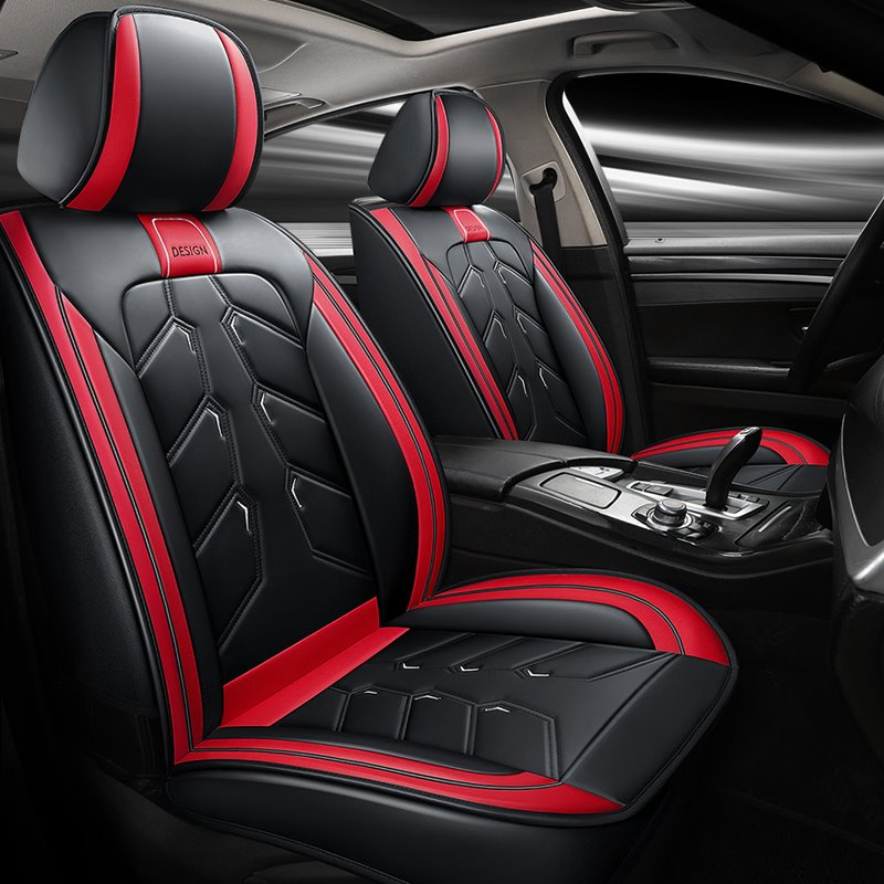 Sport Style Full Coverage Skin-friendly & Wear-resistant Leather Detachable Full Head Cap Multilayer High Quality Breathable Composite Material 5-seater Universal Fit Seat Covers for SUV Sedan Pick-up Truck