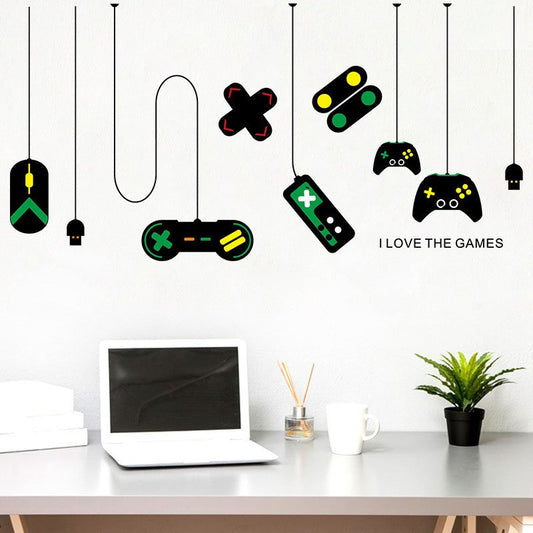 Adhesivo de pared para Gamepad, adhesivo de pared para videojuegos, pegatinas de diseño artístico extraíbles, pegatinas de pared con controlador separado para el hogar, sala de juegos, dormitorio, niños 