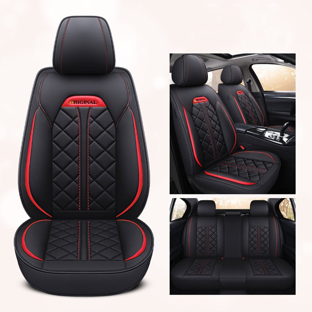Csidy01 Leather Car Seat Covers Full Set, 5-Seater Car Seat