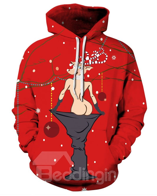 Christmas Sexy Miss Deer Sudadera con capucha de manga larga con patrón 3D