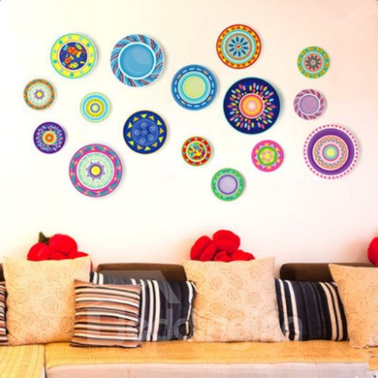 Pegatinas de pared decorativas con patrón de círculo floral colorido de moda moderna