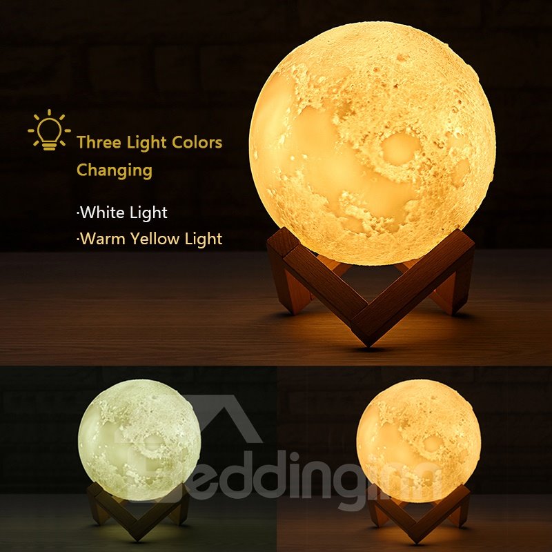 Moderne 3D-Drucklampe für Zuhause, 16 Farben, Mondlampe