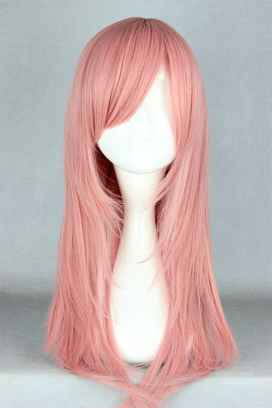 Pelucas japonesas de cosplay rosadas rectas medias de 22 pulgadas 