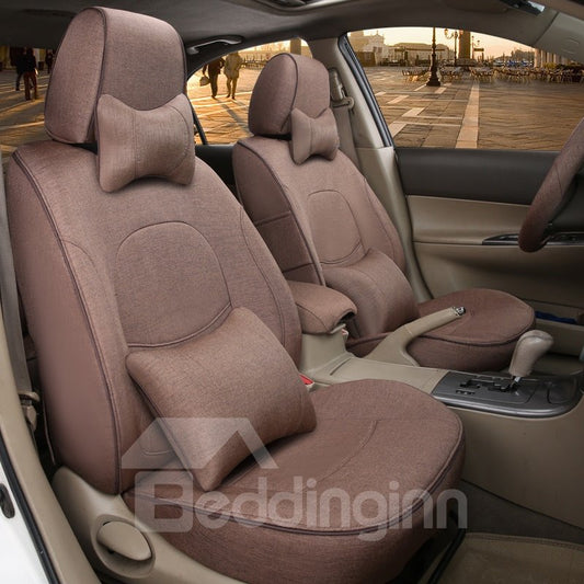 Colorful Luxurious Pure Flax And Natural Fibers Customed-Fit Car Seat Cover