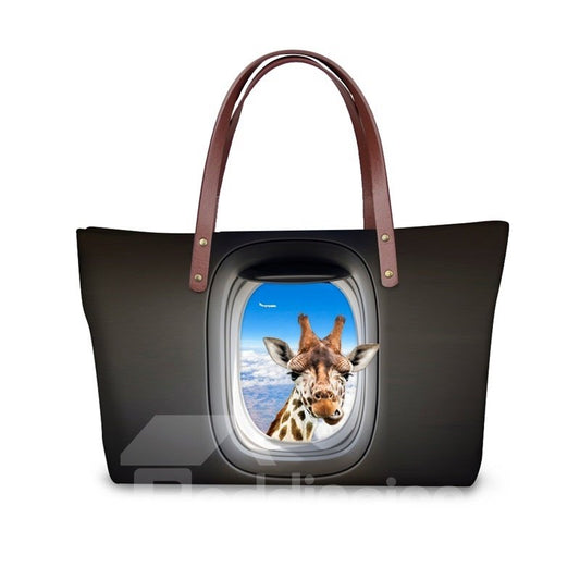 Divertido estilo de personalidad de jirafa impreso en 3D para mujeres y niñas bolsos de hombro