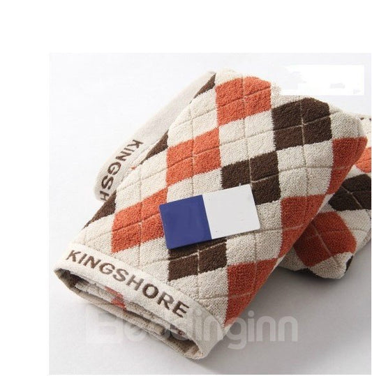 Free Shipping 100% Egyptian Cotton Checked Soft Face & Hand Towel in Promotion