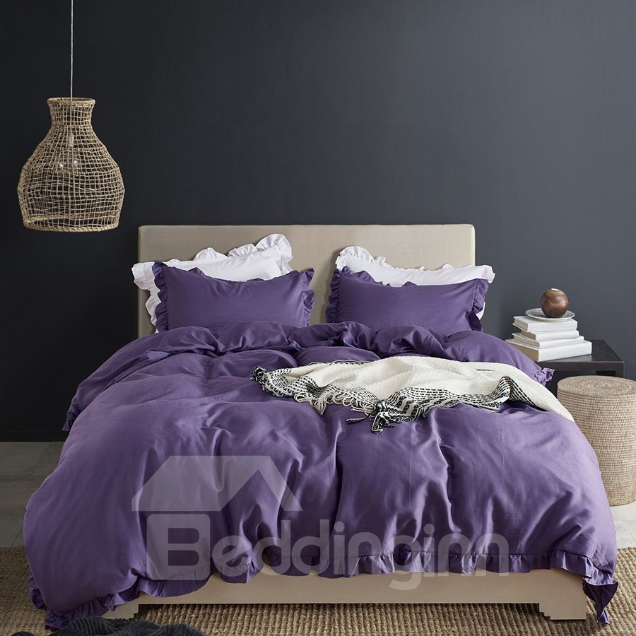 Einfaches, einfarbiges Muster, dreiteiliges Set, Bettwäsche-Sets aus Polyestermaterial