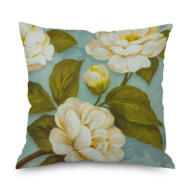 3D Print Pillowcases American Style Floral Square Linen Cushion Cases Bed Sofa Pillowcases 18*18 inches 1 Pack