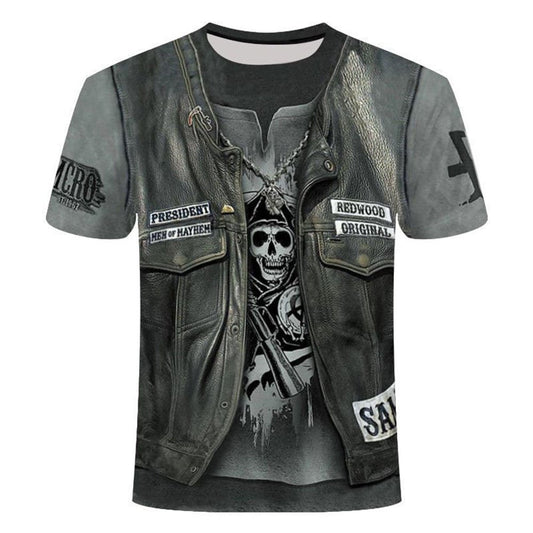 Skull Gray 3D Print Cool Men's T-shirt Creative Casual Couple Outfit Unisex Short Sleeve Round Neck Loose T-shirts