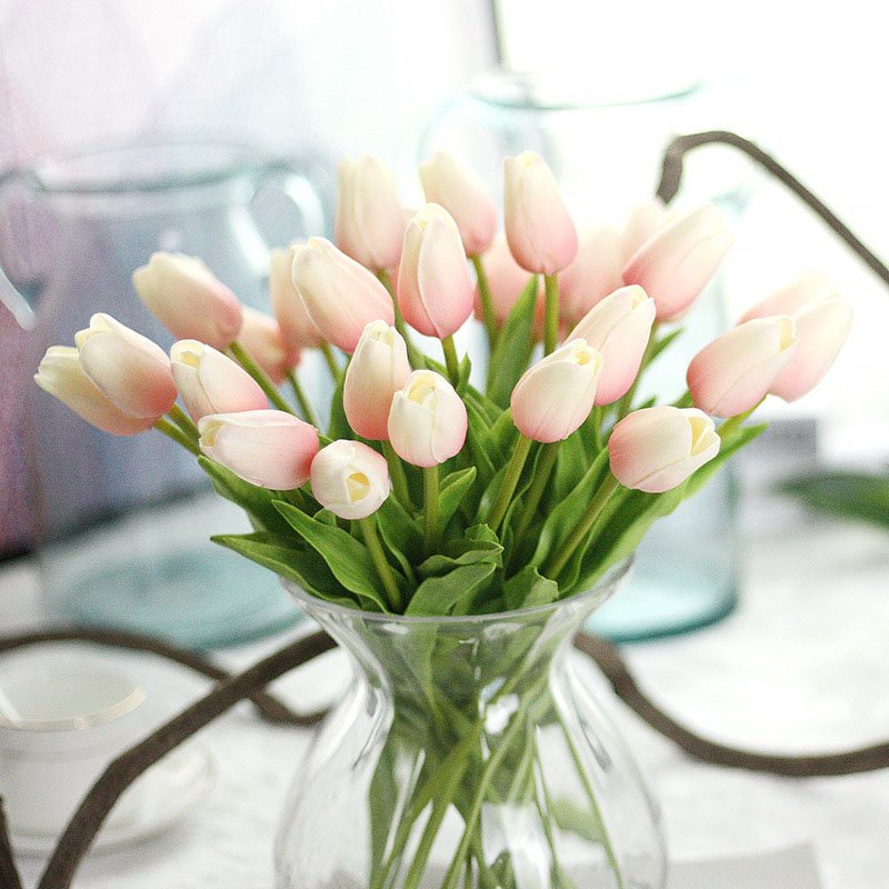 Tulipán artificial de flores de PU de tacto real para decoración de fiesta de hotel, hogar, sala de bodas