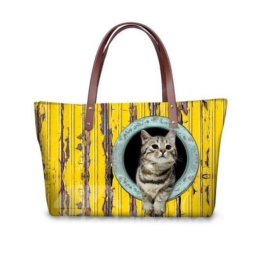 Cat Freedom Cremallera Impermeable Resistente Impreso en 3D para Mujeres Niñas Bolsos de Hombro
