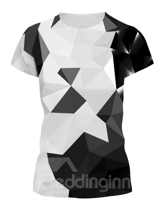Camiseta pintada en 3D con dibujo geométrico monocromático