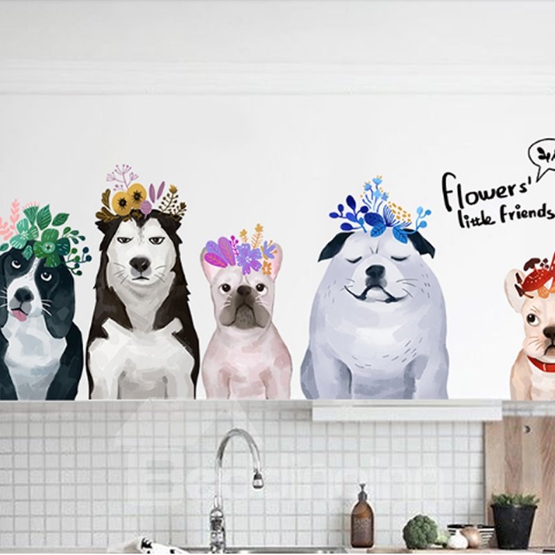 Dog Friends Art Decor Bedroom Bathroom Glass Wall Sticker