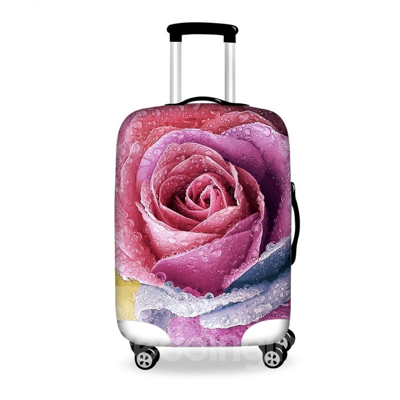 Funda de equipaje pintada en 3D con diseño de rosa rosa creativa 