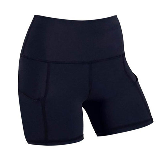 Pantalones cortos casuales de YOGA para mujer, pantalones cortos deportivos atléticos de secado rápido, pantalones cortos de entrenamiento con bolsillo