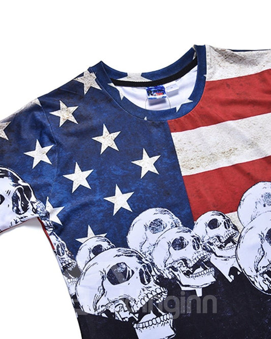 T-Shirt mit Totenkopfmuster, gerades Modell, mäßige Elastizität aus Polyestermaterial