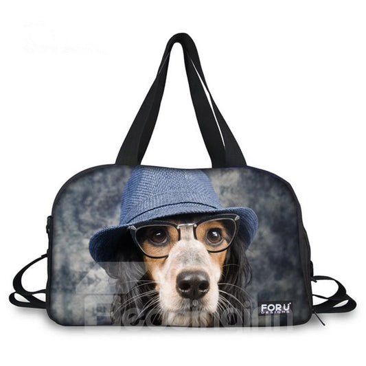 Kreativer Hund mit Hutmuster, 3D-bemalte Reisetasche